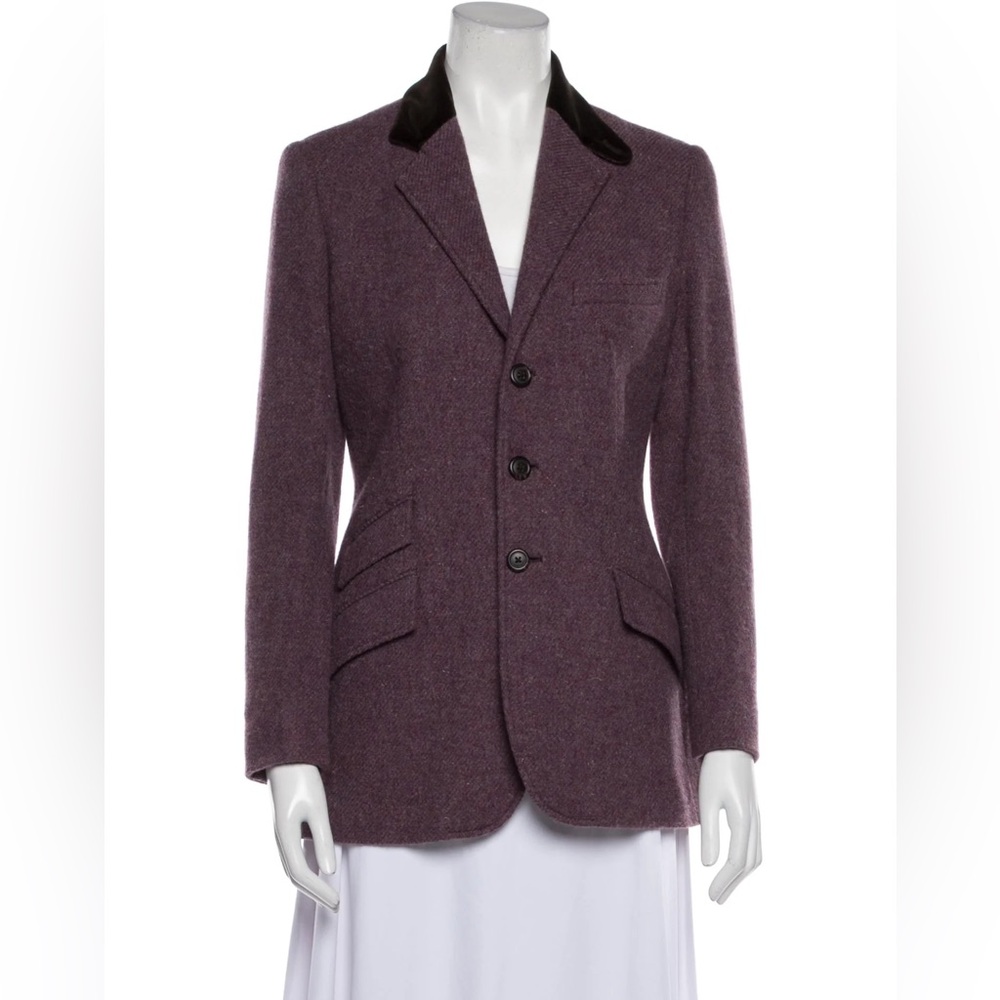 Ralph Lauren Vintage Blue Label Heritage 100% Wool Purple Blazer Made in Italy